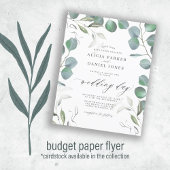 Budget eucalyptus greenery bruiloft uitnodiging flyer