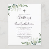 Budget Eucalyptus Greenery Christening Uitnodiging (Voorkant)