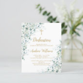 Budget Eucalyptus Greenery Dedication Invitation (Staand voorkant)