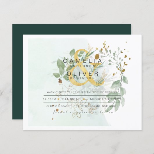 BUDGET Eucalyptus Greenery Gold Wedding QR CODE IN (Voorkant / Achterkant)