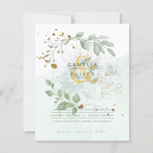 BUDGET Eucalyptus Greenery Gold Wedding QR CODE IN (Voorkant)