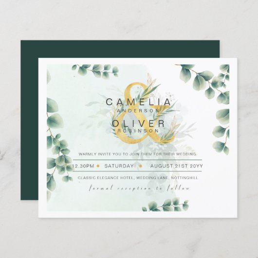BUDGET Eucalyptus Greenery Gold Wedding QR CODE IN (Voorkant / Achterkant)