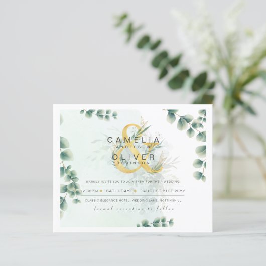 BUDGET Eucalyptus Greenery Gold Wedding QR CODE IN (Staand voorkant)