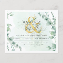 BUDGET Eucalyptus Greenery Gold Wedding QR CODE IN Flyer