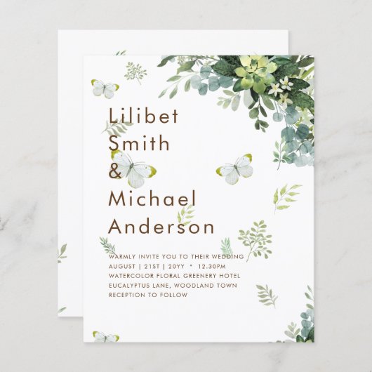 BUDGET Eucalyptus Greenery Leaf Botanical Wedding (Voorkant / Achterkant)