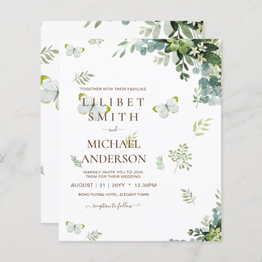 BUDGET Eucalyptus Greenery Leaf Botanical Wedding (Voorkant / Achterkant)