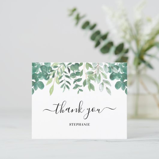 Budget Eucalyptus Greenery Persoonlijk Dank u (Staand voorkant)