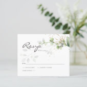 Budget Eucalyptus Greenery RSVP-reactiekaart (Staand voorkant)