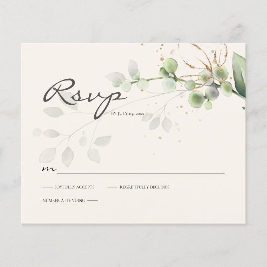 Budget Eucalyptus Greenery RSVP-reactiekaart (Voorkant)