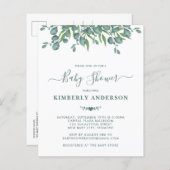 Budget Eucalyptus Greenery Sage Baby shower Uitnod (Voorkant / Achterkant)