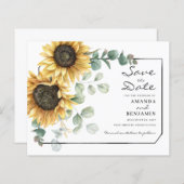 Budget Eucalyptus Greenery Sunflower Save the Date (Voorkant / Achterkant)