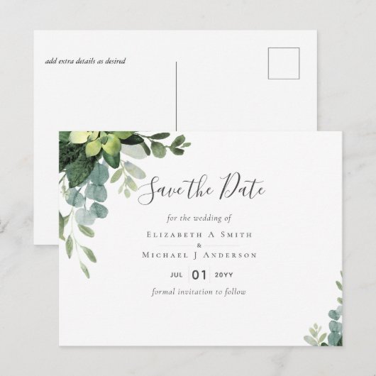 BUDGET Eucalyptus greenery Wedding Briefkaart (Voorkant / Achterkant)