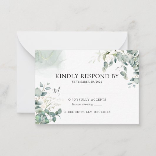 BUDGET Eucalyptus Greenery Wedding Carte RSVP (Devant)