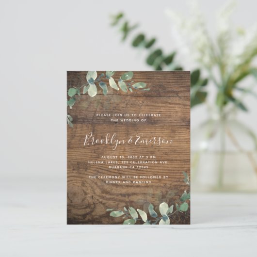Budget Eucalyptus Greenery Wedding Invitation (Staand voorkant)