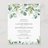 Budget Eucalyptus Greenery Wedding Invitation (Voorkant)
