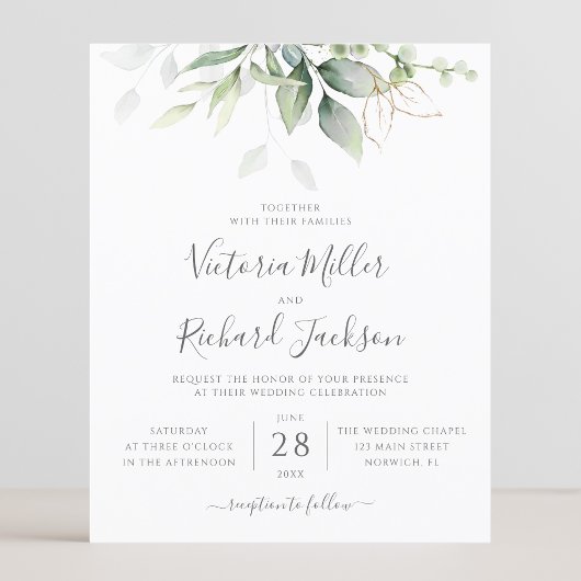 Budget Eucalyptus Greenery Wedding Invitation