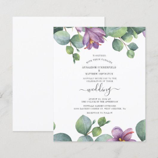Budget Eucalyptus Greenery Wedding Invitation (Voorkant / Achterkant)
