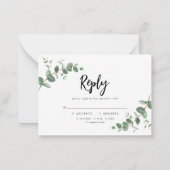 budget Eucalyptus Greenery Wedding RSVP Notitiekaartje (Achterkant)