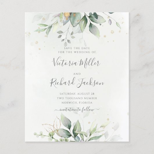 Budget Eucalyptus Groen Loof Save The Date (Voorkant)