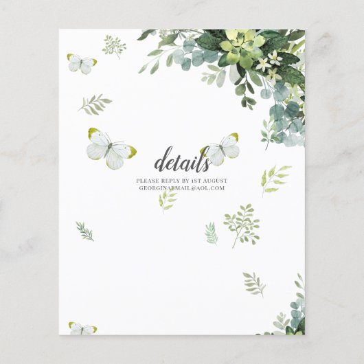 BUDGET Eucalyptus Groene Bladeren Smaragd Bruiloft Flyer (Achterkant)