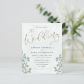 Budget Eucalyptus Groene Huwelijksuitnodiging (Staand voorkant)