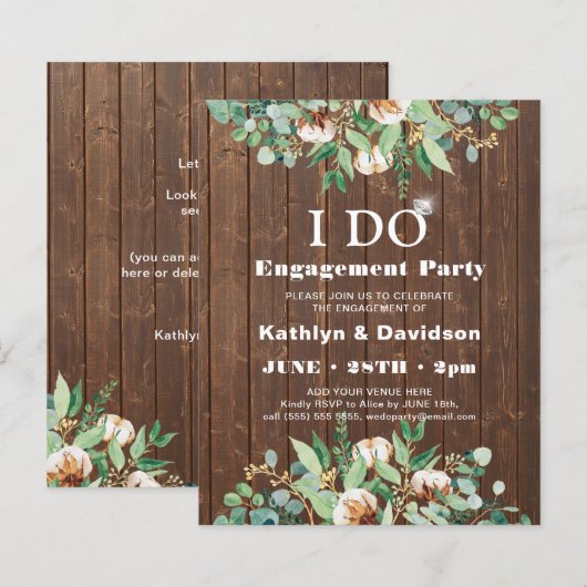 BUDGET Eucalyptus I DO Engagement Party Investisse (Voorkant / Achterkant)