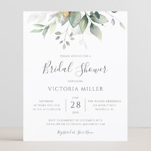 Budget Eucalyptus laat een Bridal Shower-uitnodigi