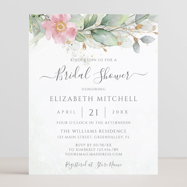 Budget Eucalyptus laat een Bridal Shower-uitnodigi (Creator heeft geüpload)