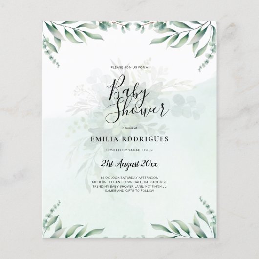Budget Eucalyptus laat Greenery Wedding QR CODE Flyer (Voorkant)