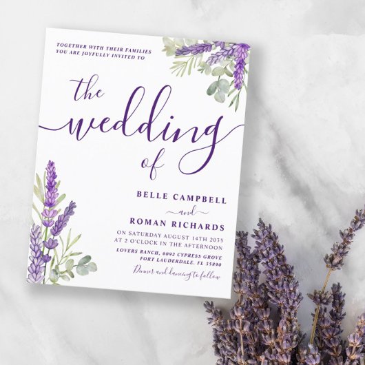 Budget Eucalyptus & Lavender Weduwen Uitnodiging