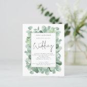 Budget Eucalyptus Leaf QR Code Weduwen Uitnodiging (Staand voorkant)