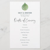 Budget Eucalyptus Leaf Script Huwelijksprogramma (Voorkant)