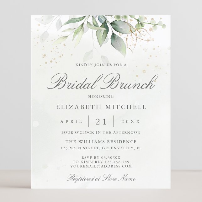 Budget Eucalyptus Leaves Bridal Brunch Invitation (Creator heeft geüpload)