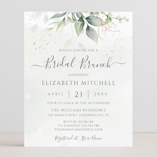 Budget Eucalyptus Leaves Bridal Brunch Invitation (Creator heeft geüpload)