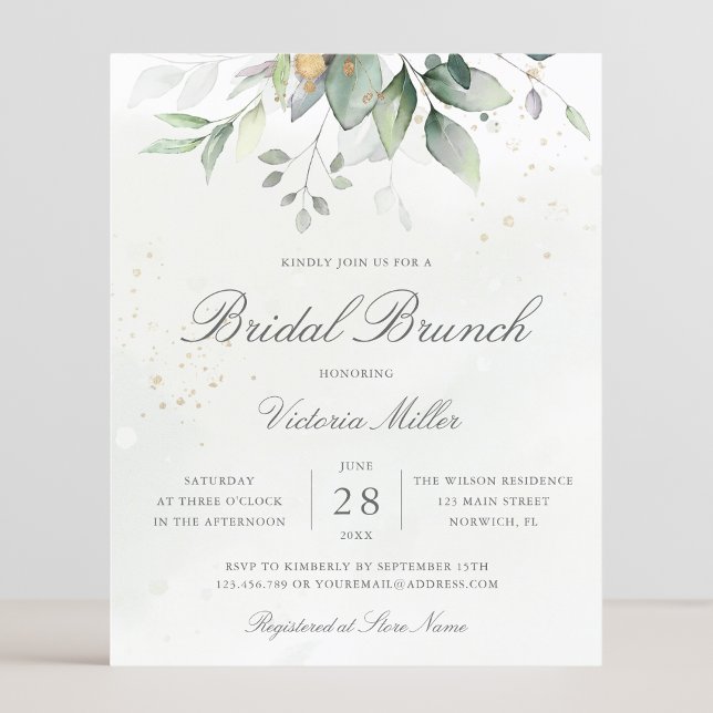 Budget Eucalyptus Leaves Bridal Brunch Invitation (Creator heeft geüpload)