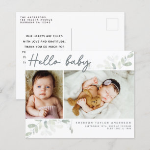 Budget Eucalyptus Photo Hello Baby Carte postale