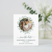 Budget Eucalyptus Photo QR Code Save the Date (Staand voorkant)