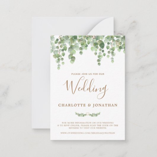 Budget Eucalyptus QR Code Faire-part de mariage (Devant)