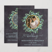 Budget Eucalyptus QR Code Foto bruiloft uitnodigin (Voorkant / Achterkant)