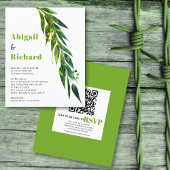 BUDGET eucalyptus QR code groene trouwuitnodiging