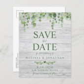 Budget Eucalyptus Rustic Enregistrer La Date Carte (Devant / Derrière)