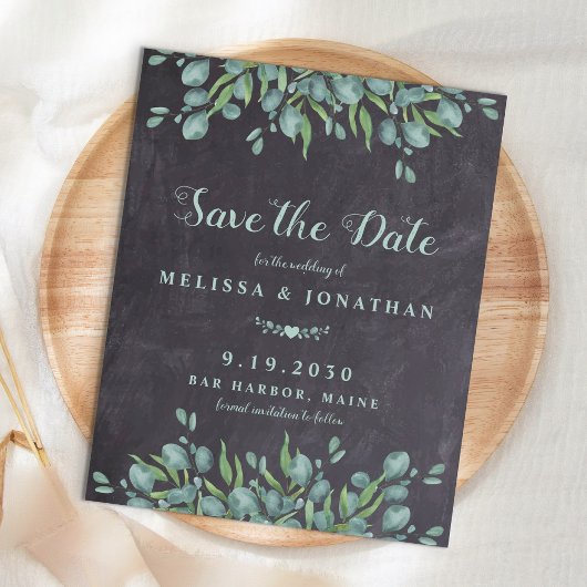 Budget Eucalyptus Rustic Enregistrer La Date Carte