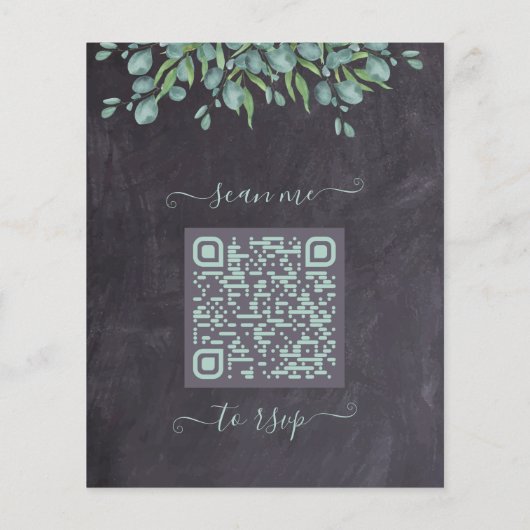 Budget Eucalyptus Rustic QR Code Weddenschap Uitno (Achterkant)