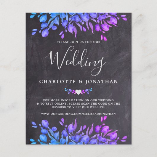 Budget Eucalyptus Rustic Slate QR Code Weddenschap (Voorkant)