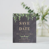 Budget Eucalyptus Rustic Wedding Save the Date (Staand voorkant)
