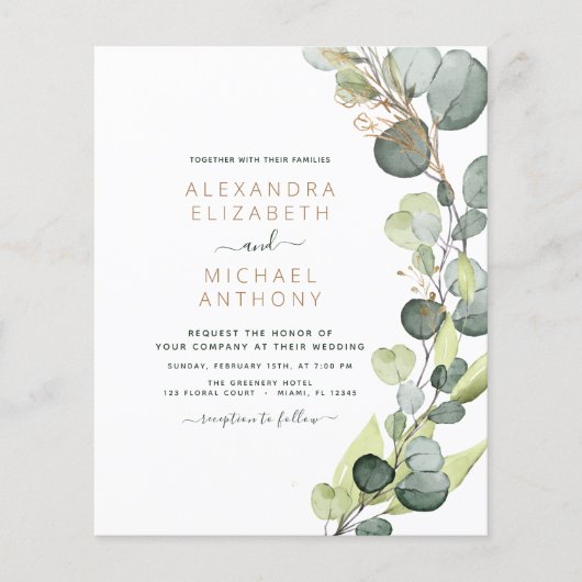 Budget Eucalyptus rustiek groen bruiloft (Voorkant)