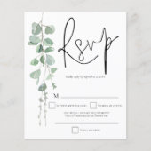 Budget Eucalyptus Script Weddenschap RSVP (Voorkant)