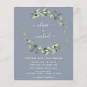 Budget Eucalyptus Stoffig Blauw Bruiloft Uitnodigi Flyer (Voorkant)