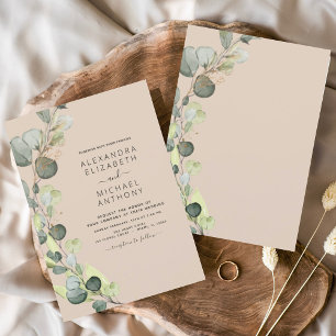 Budget Eucalyptus Terracotta Bruiloft Uitnodiginge Flyer