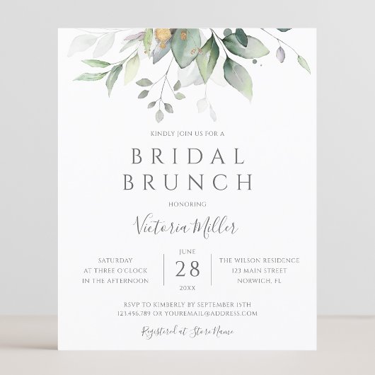 Budget Eucalyptus verdure Feuille Bridal Brunch